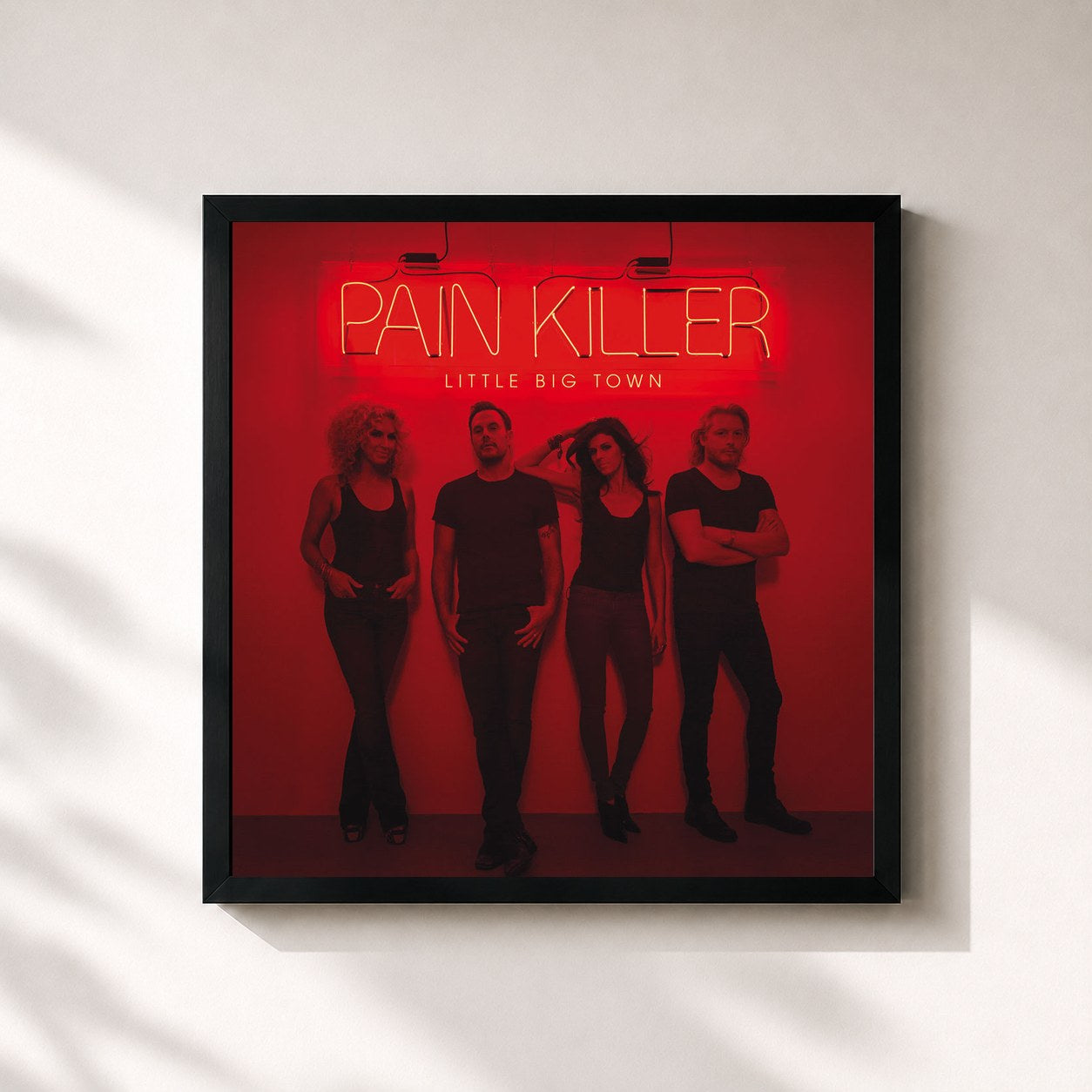 #noir Tableau carré de l'album Pain Killer de Little Big Town, cadre noir 32x32 cm