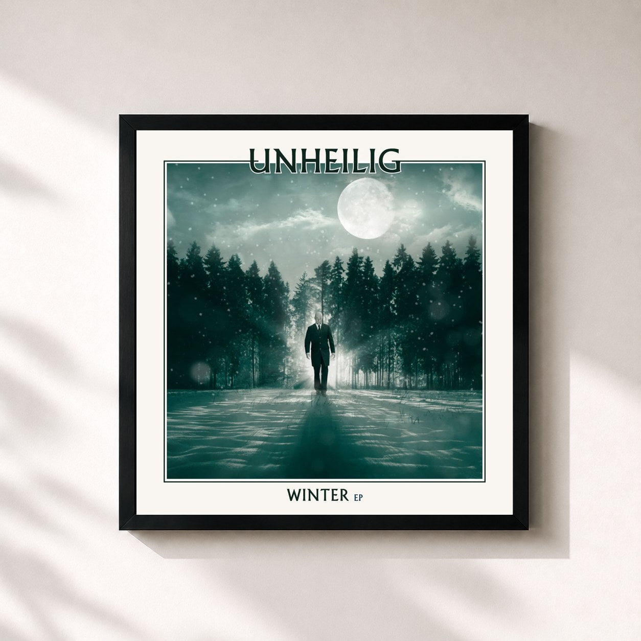 #noir Tableau carré de l'album Winter (EP) de Unheilig, cadre noir 32x32 cm
