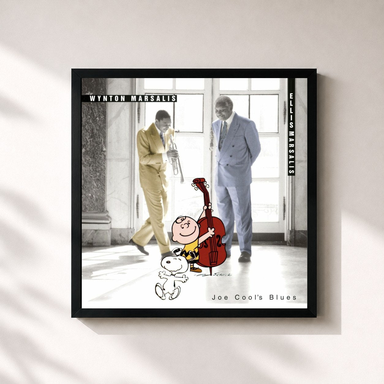 #noir Tableau carré de l'album Joe Cool's Blues de Wynton Marsalis, cadre noir 32x32 cm