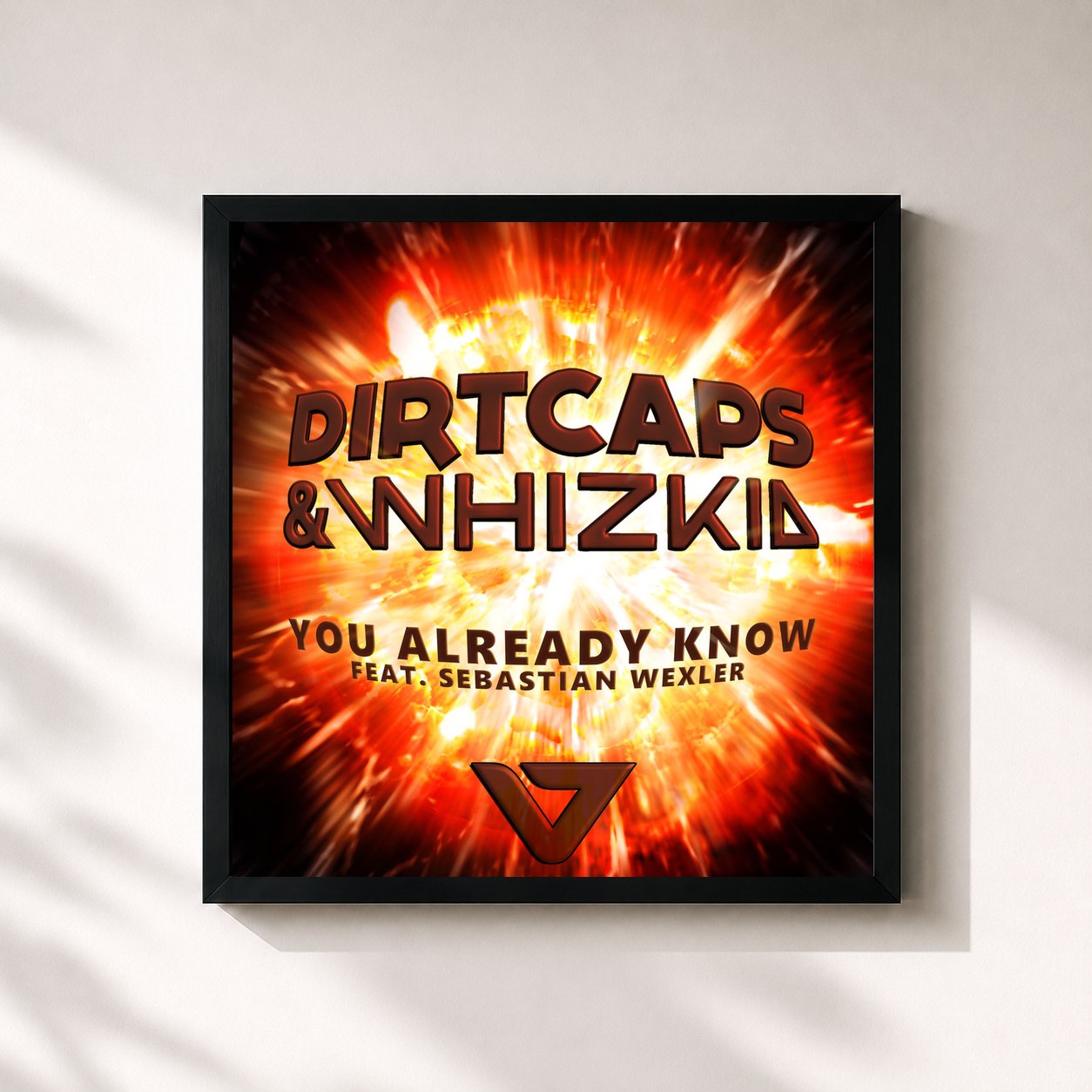 #noir Tableau carré de l'album You Already Know de Dirtcaps, cadre noir 32x32 cm