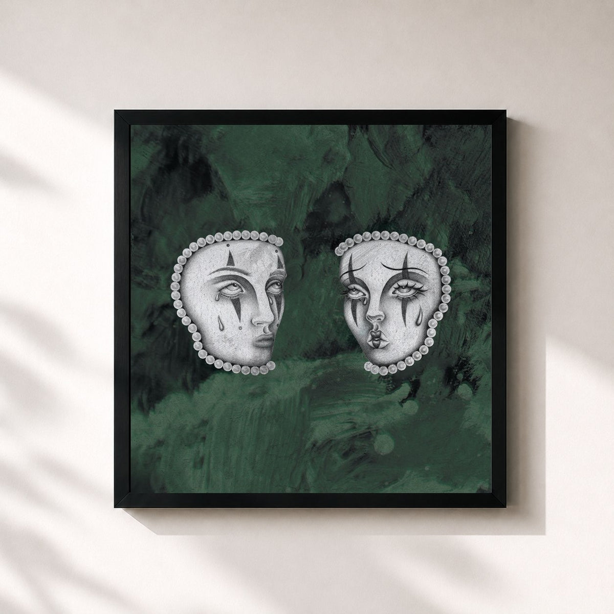 #noir Tableau carré de l'album Querido… de José Madero, cadre noir 32x32 cm