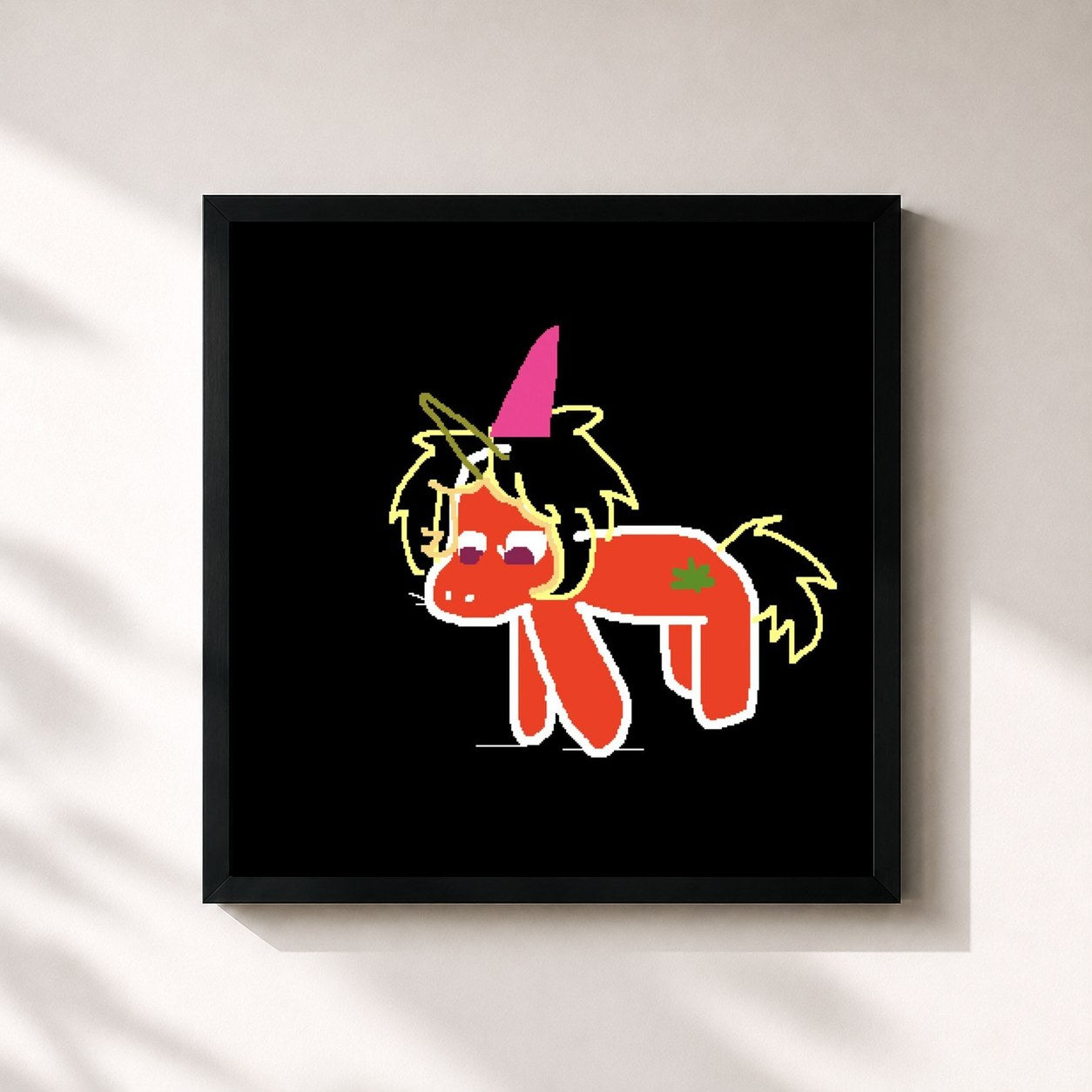 #noir Tableau carré de l'album pony de wifiskeleton, cadre noir 32x32 cm