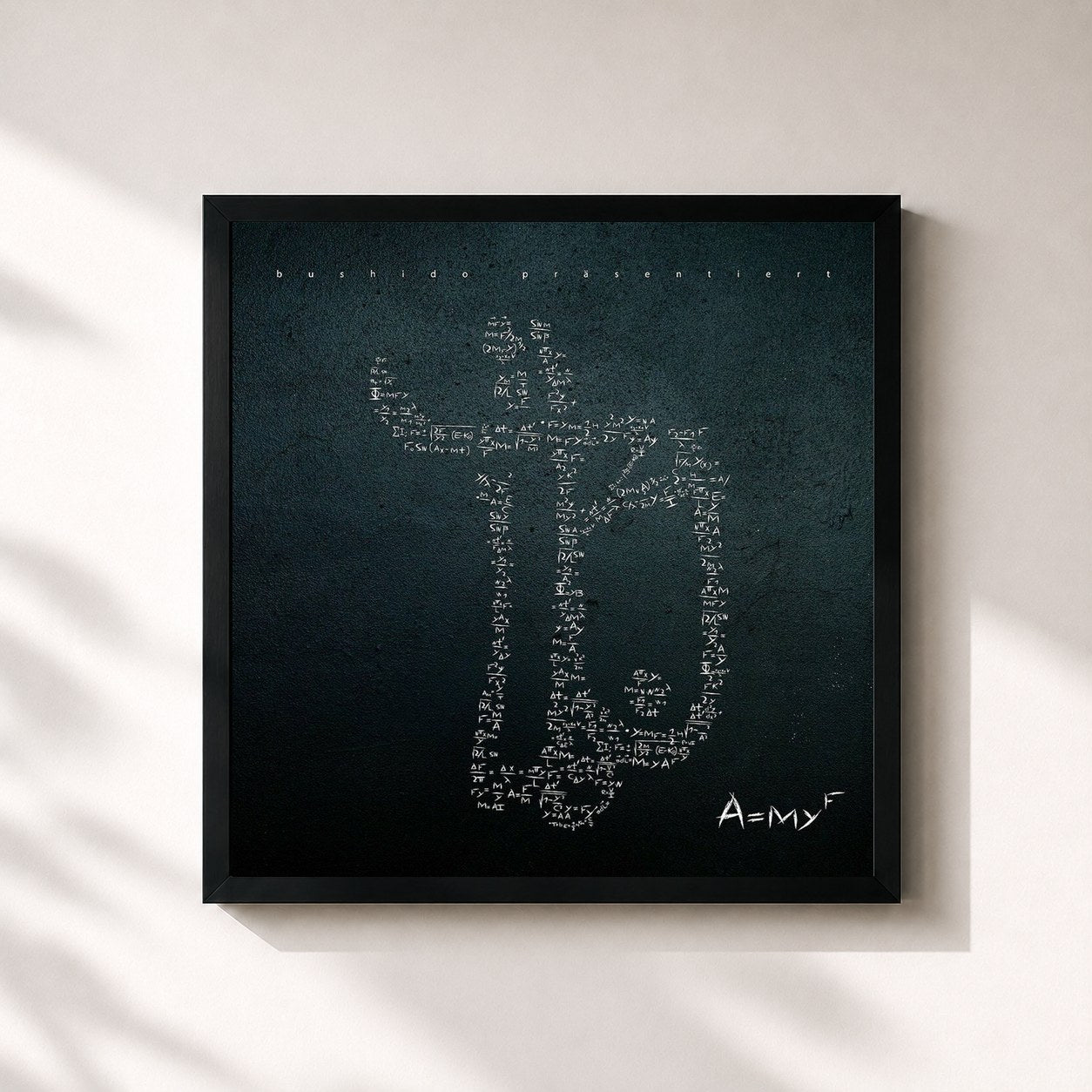 #noir Tableau carré de l'album AMYF (Premium Edition) de Bushido, cadre noir 32x32 cm