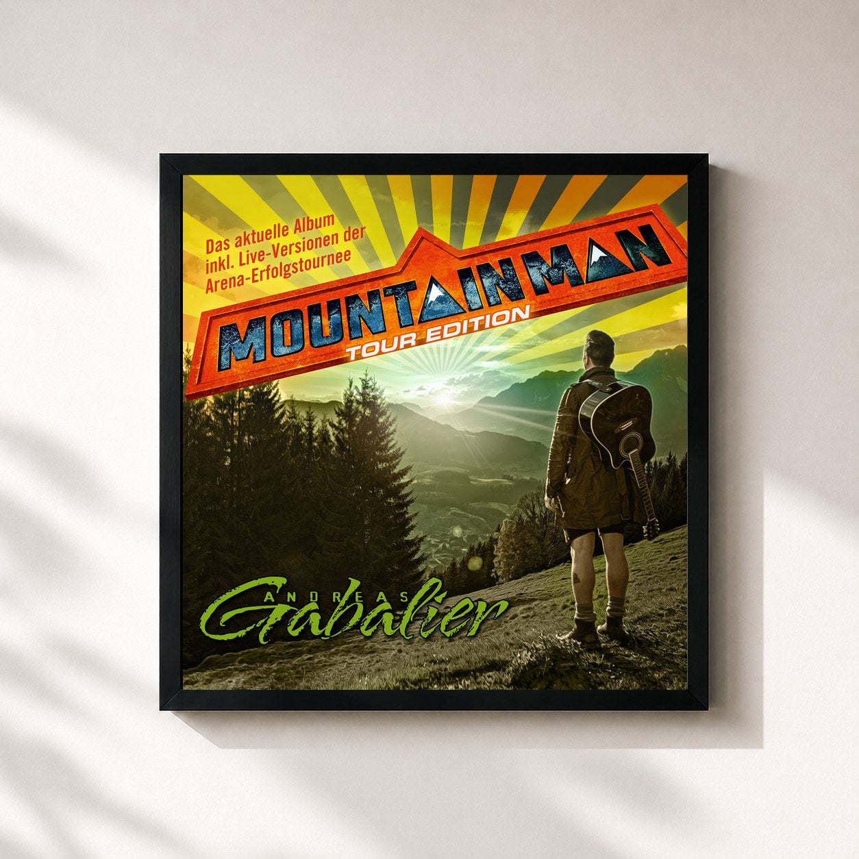 #noir Tableau carré de l'album Mountain Man (Tour Edition) de Andreas Gabalier, cadre noir 32x32 cm