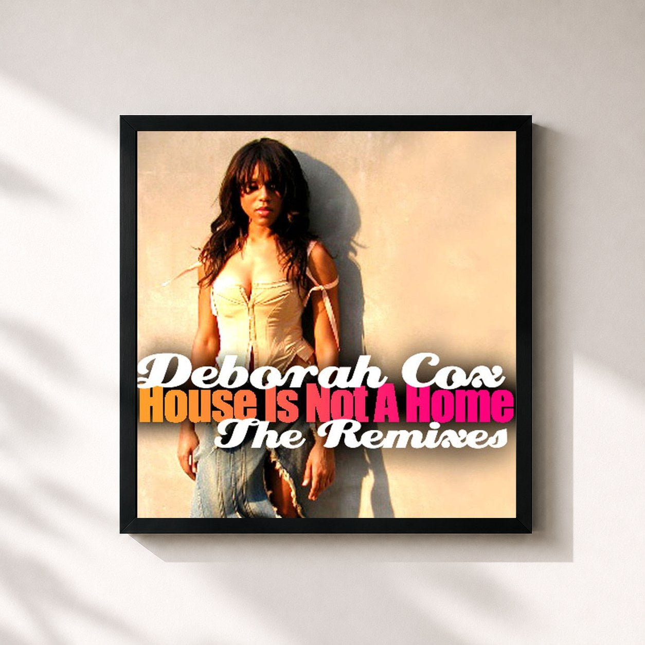 #noir Tableau carré de l'album House Is Not A Home - The Remixes de Deborah Cox, cadre noir 32x32 cm