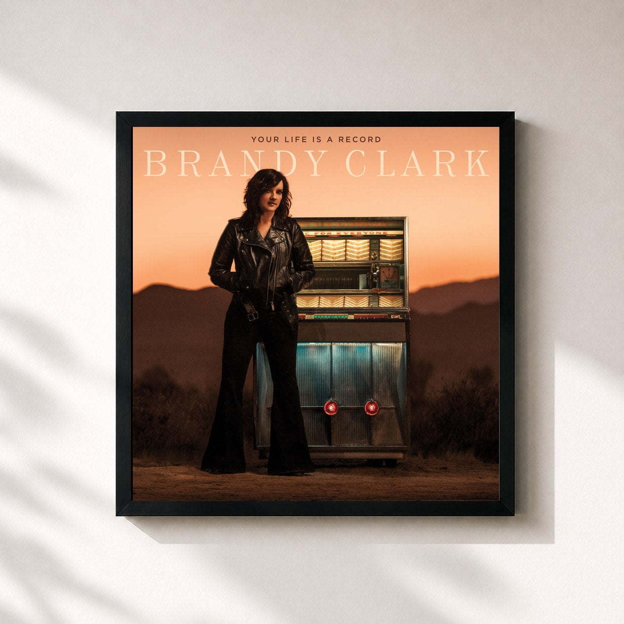 #noir Tableau carré de l'album Your Life Is a Record de Brandy Clark, cadre noir 32x32 cm