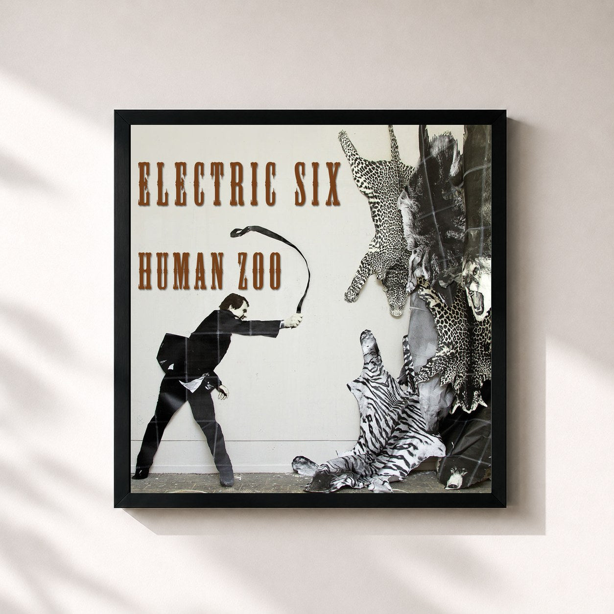 #noir Tableau carré de l'album Human Zoo de Electric Six, cadre noir 32x32 cm
