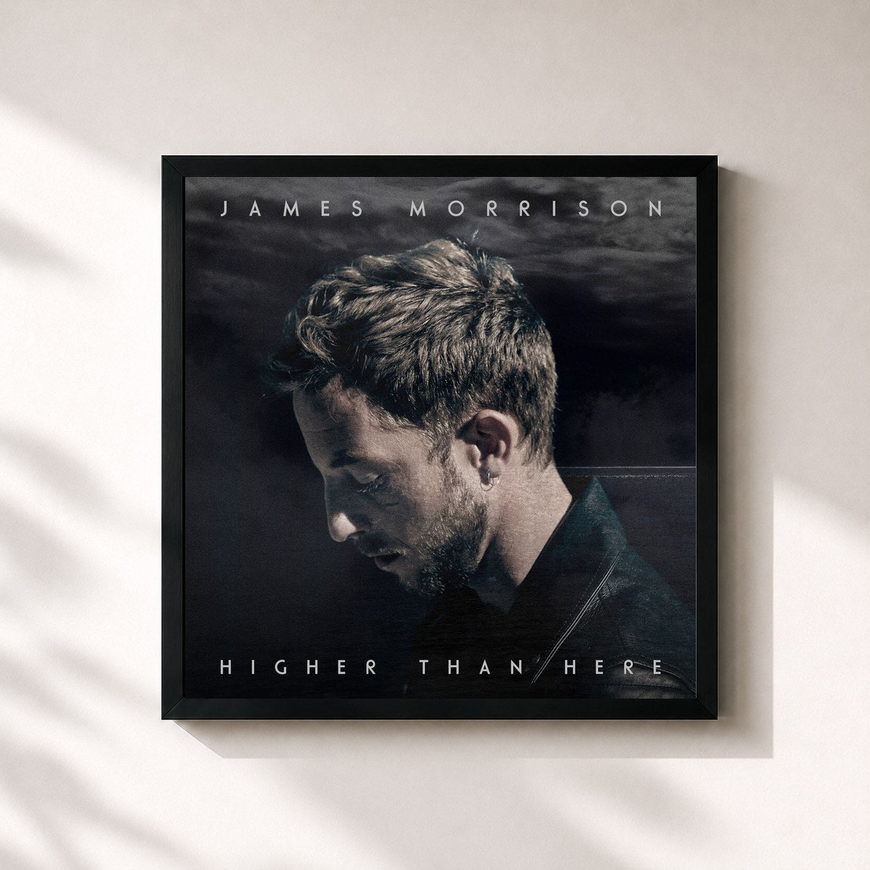 #noir Tableau carré de l'album Higher Than Here de James Morrison, cadre noir 32x32 cm