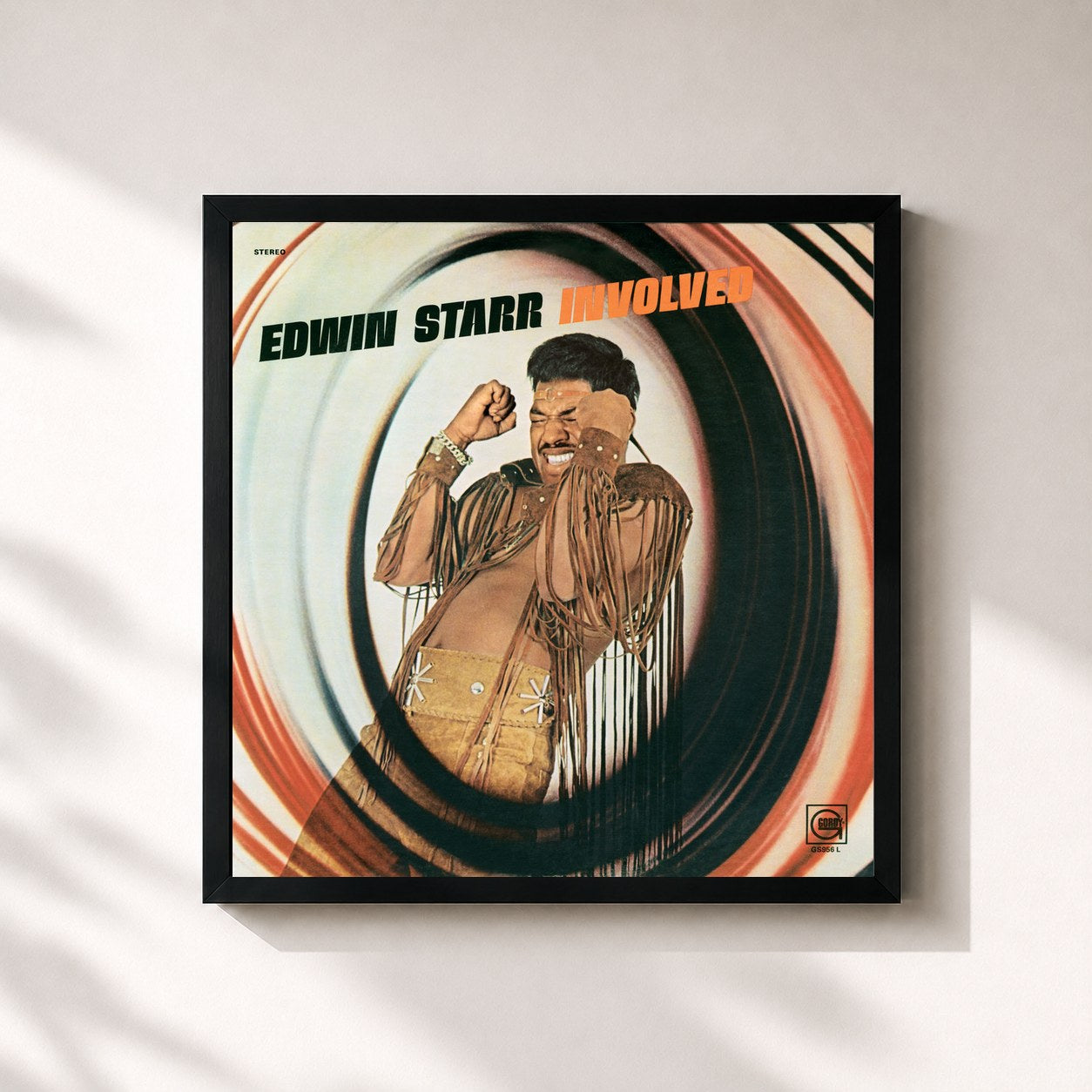 #noir Tableau carré de l'album Involved de Edwin Starr, cadre noir 32x32 cm