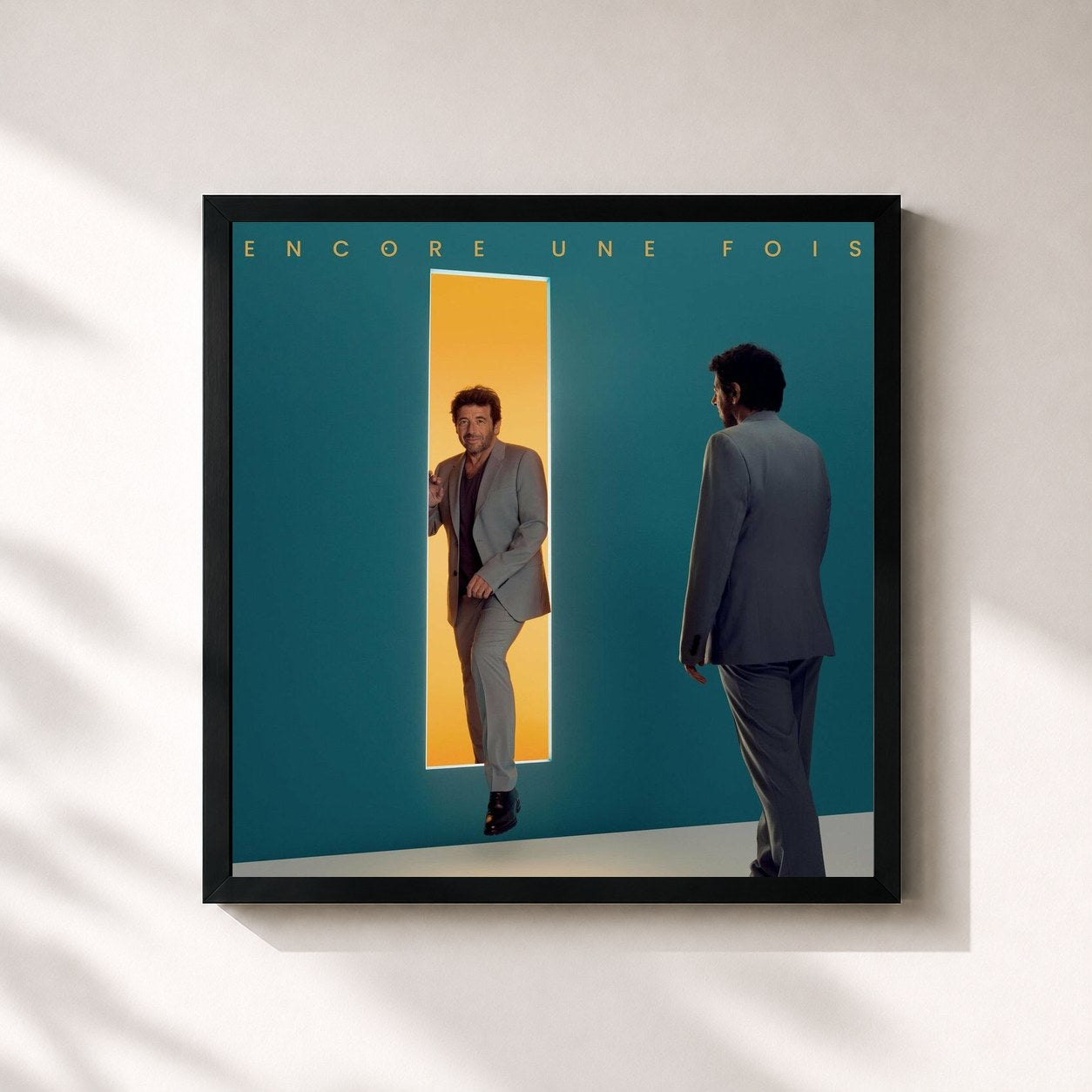 #noir Tableau carré de l'album Encore une fois de Patrick Bruel, cadre noir 32x32 cm