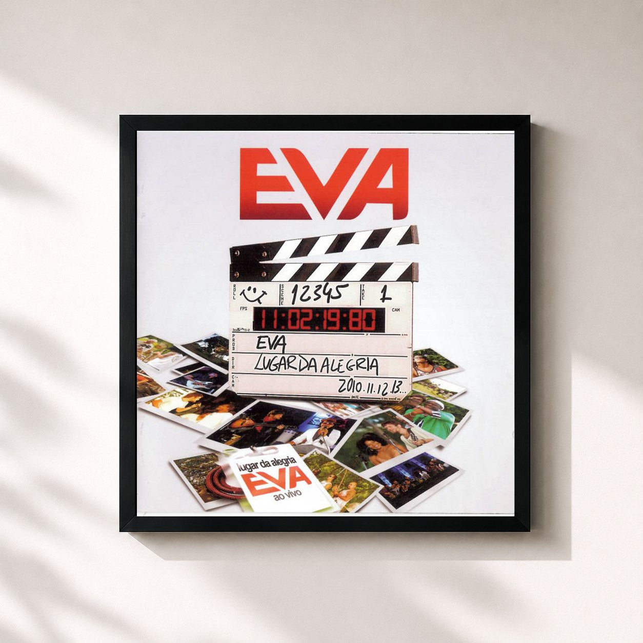 #noir Tableau carré de l'album Lugar Da Alegria de Banda Eva, cadre noir 32x32 cm