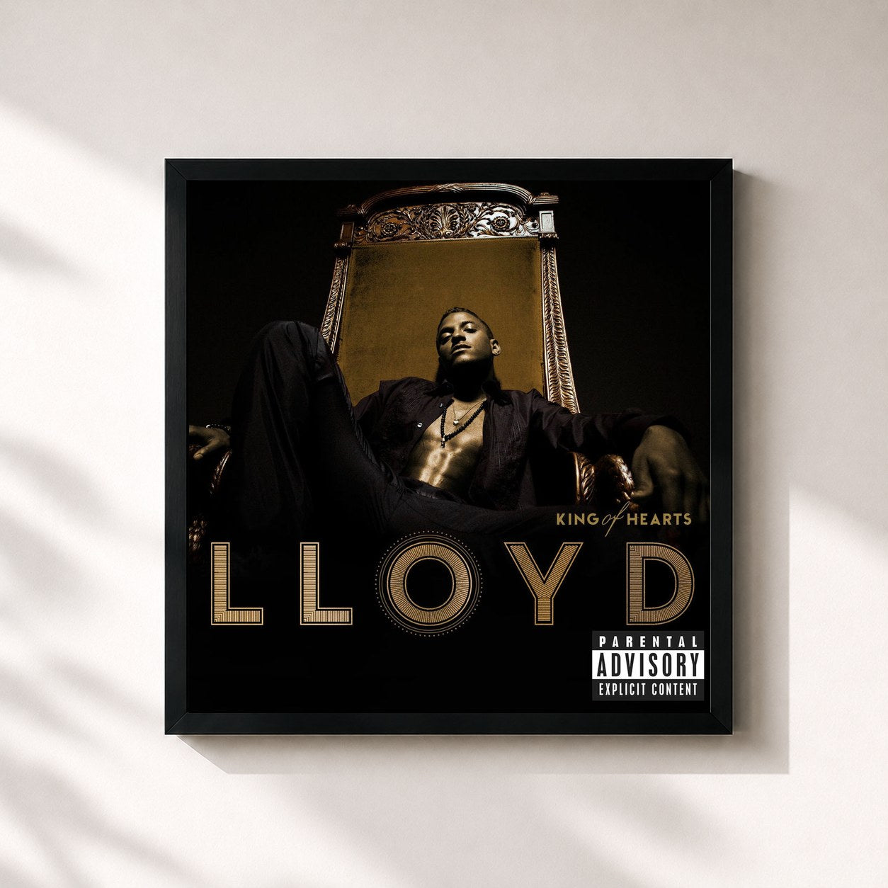 #noir Tableau carré de l'album King Of Hearts (Deluxe) de Lloyd, cadre noir 32x32 cm