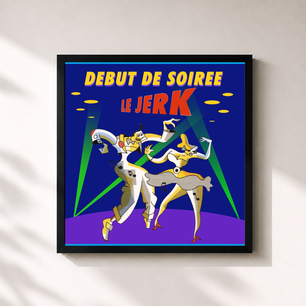 #noir Tableau carré de l'album Le jerk de Début de soirée, cadre noir 32x32 cm