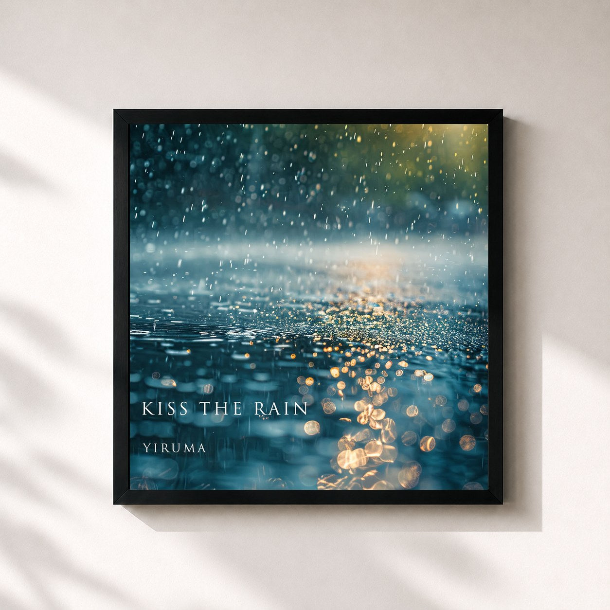 #noir Tableau carré de l'album Kiss The Rain de Yiruma, cadre noir 32x32 cm
