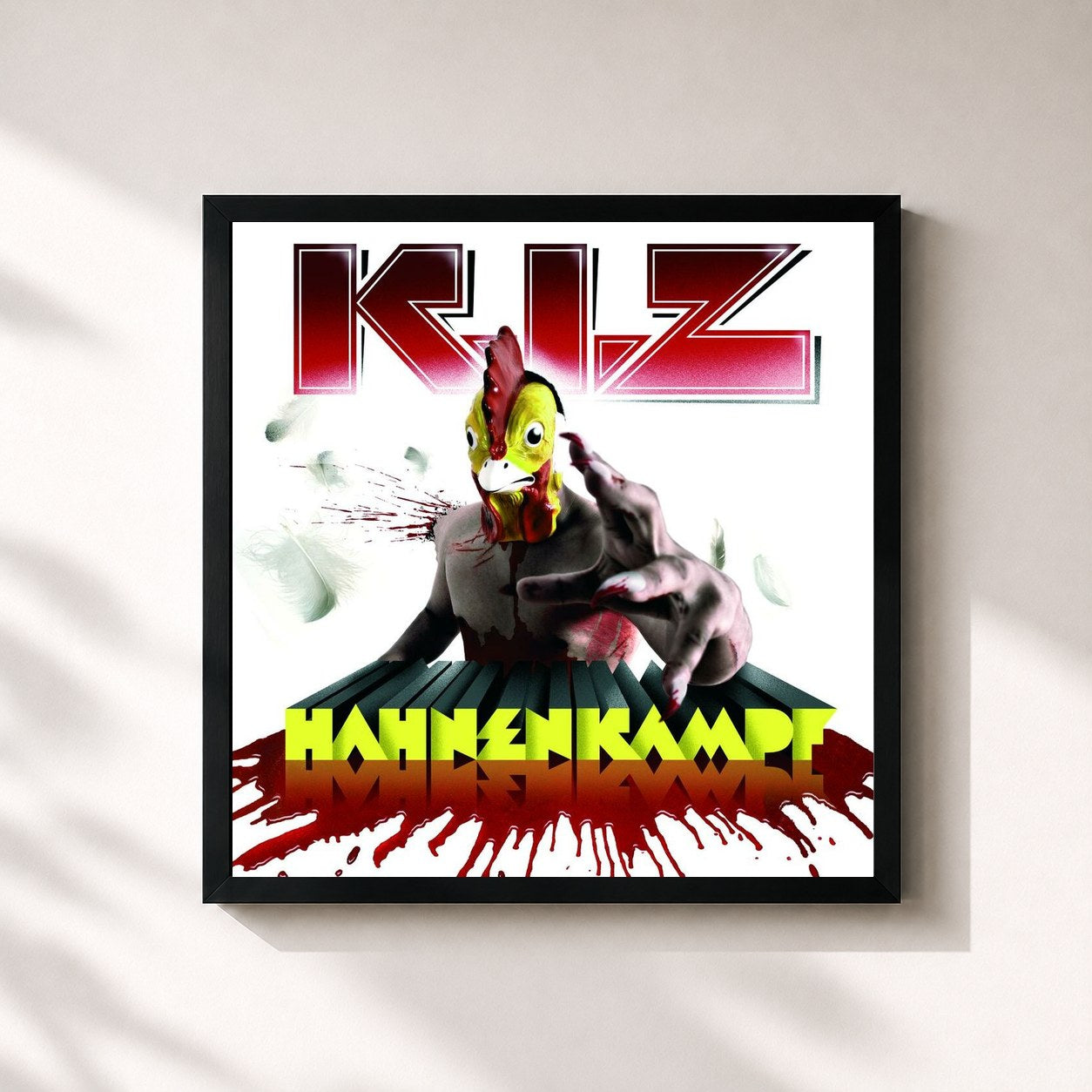 #noir Tableau carré de l'album Hahnenkampf de K.I.Z, cadre noir 32x32 cm