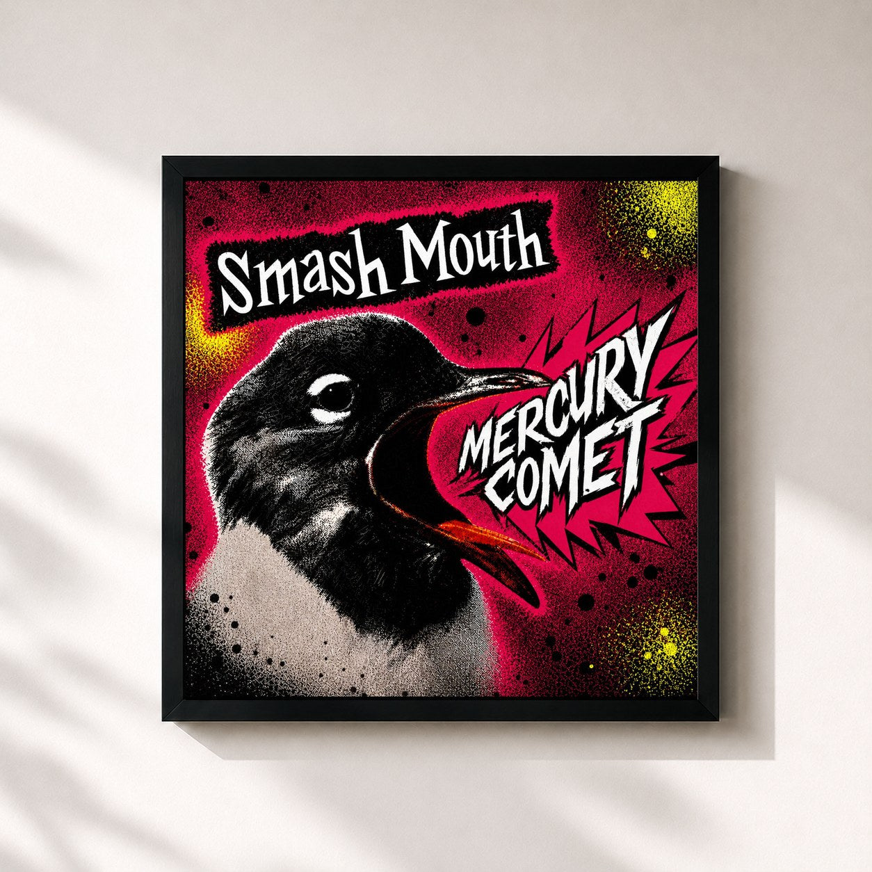#noir Tableau carré de l'album Mercury Comet de Smash Mouth, cadre noir 32x32 cm