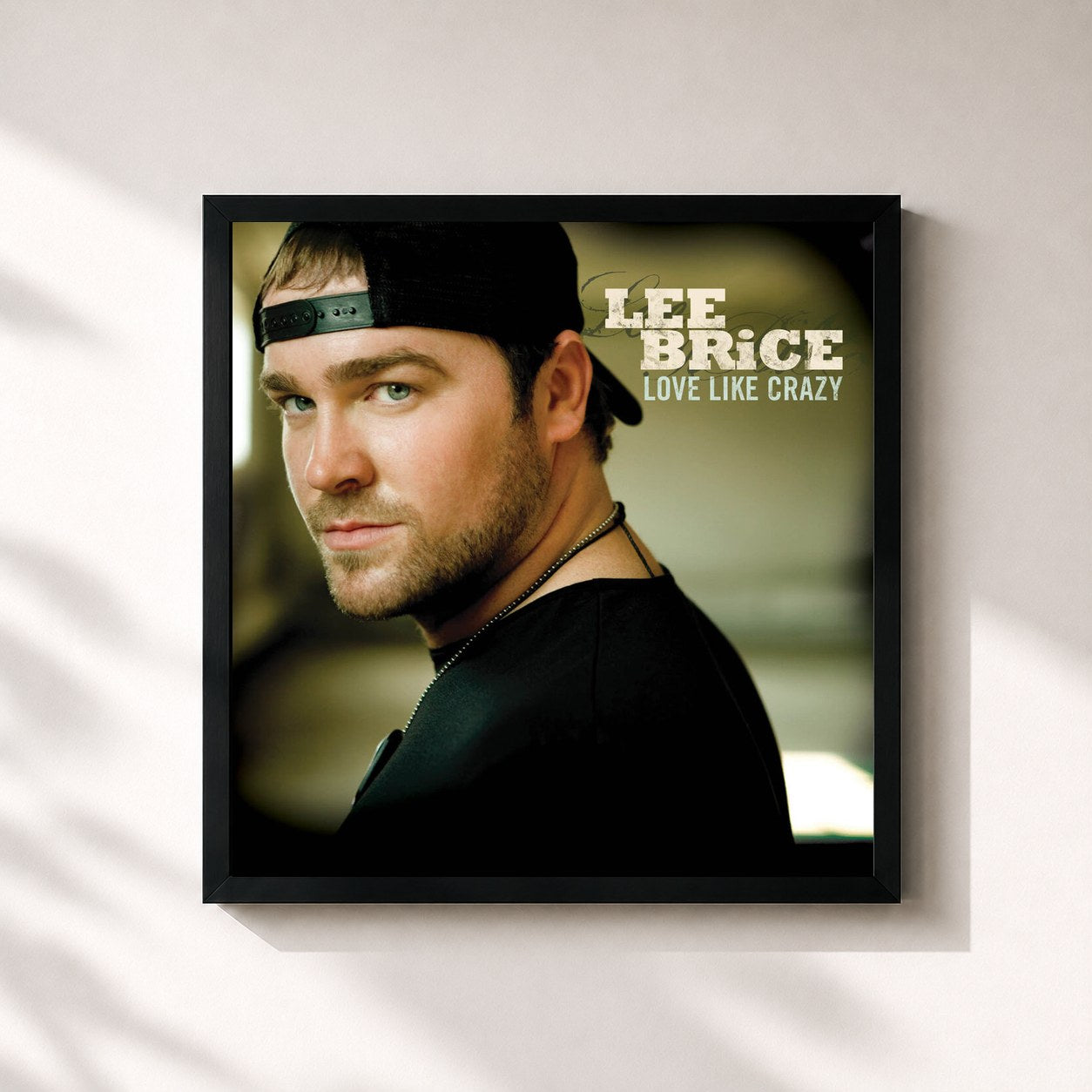 #noir Tableau carré de l'album Love Like Crazy de Lee Brice, cadre noir 32x32 cm