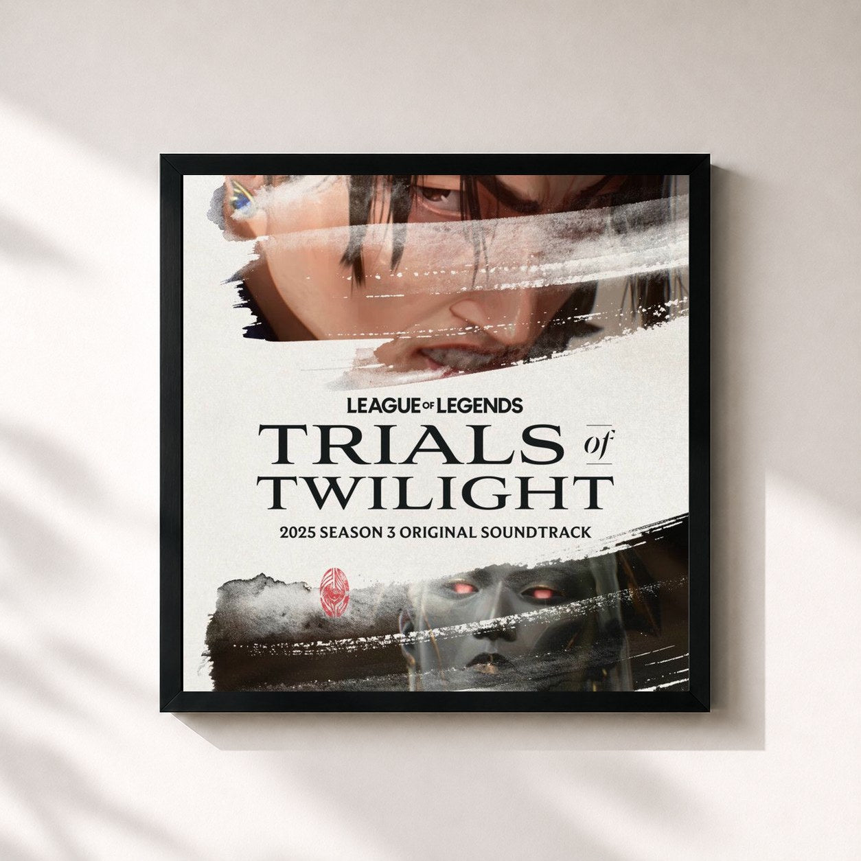 #noir Tableau carré de l'album Trials of Twilight (Original Soundtrack from League of Legends) de League of Legends, cadre noir 32x32 cm