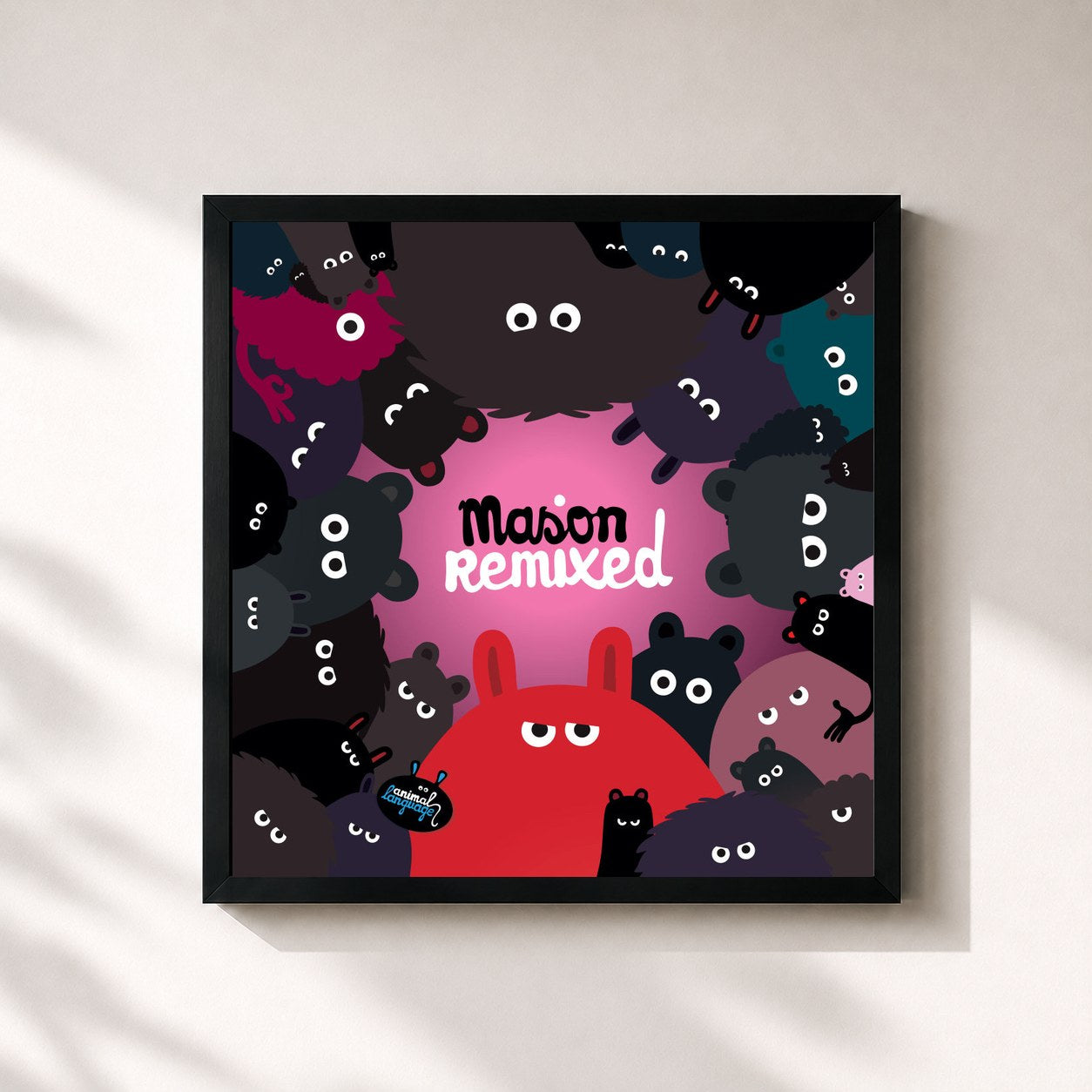 #noir Tableau carré de l'album Mason Remixed de Mason, cadre noir 32x32 cm