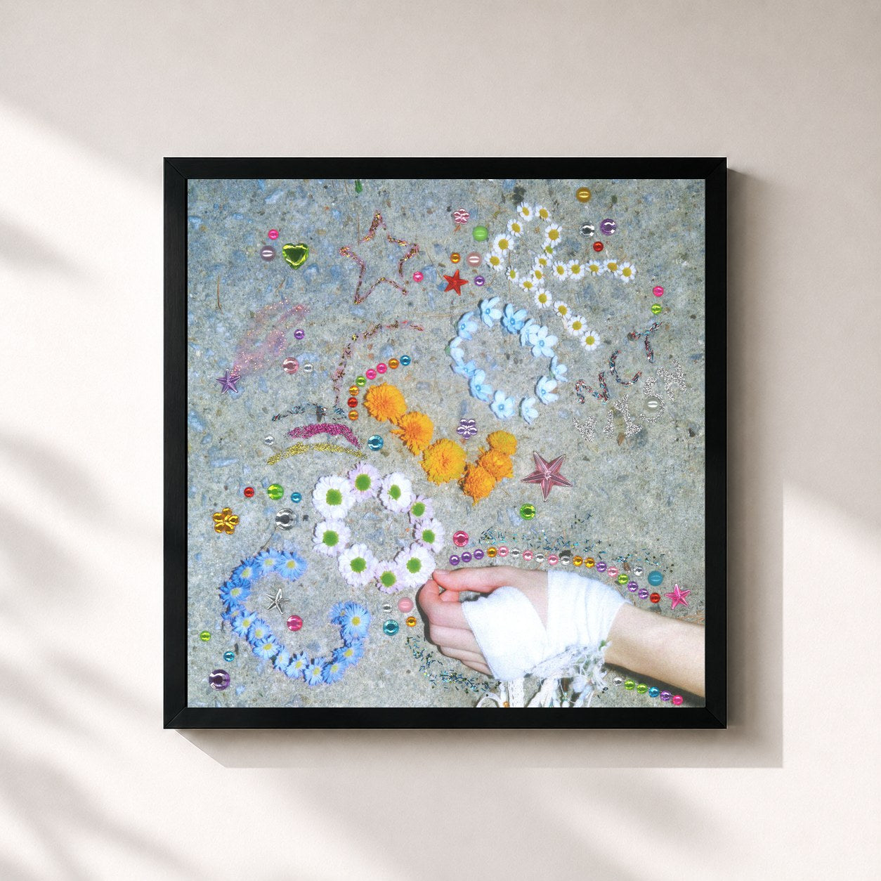 #noir Tableau carré de l'album COLOR - The 3rd Mini Album de NCT WISH, cadre noir 32x32 cm