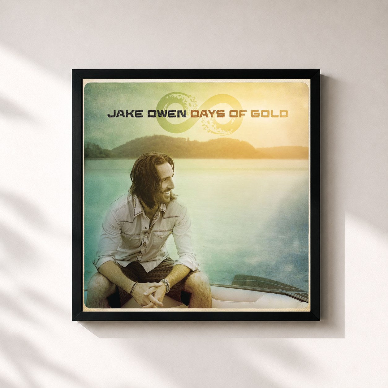 #noir Tableau carré de l'album Days of Gold de Jake Owen, cadre noir 32x32 cm
