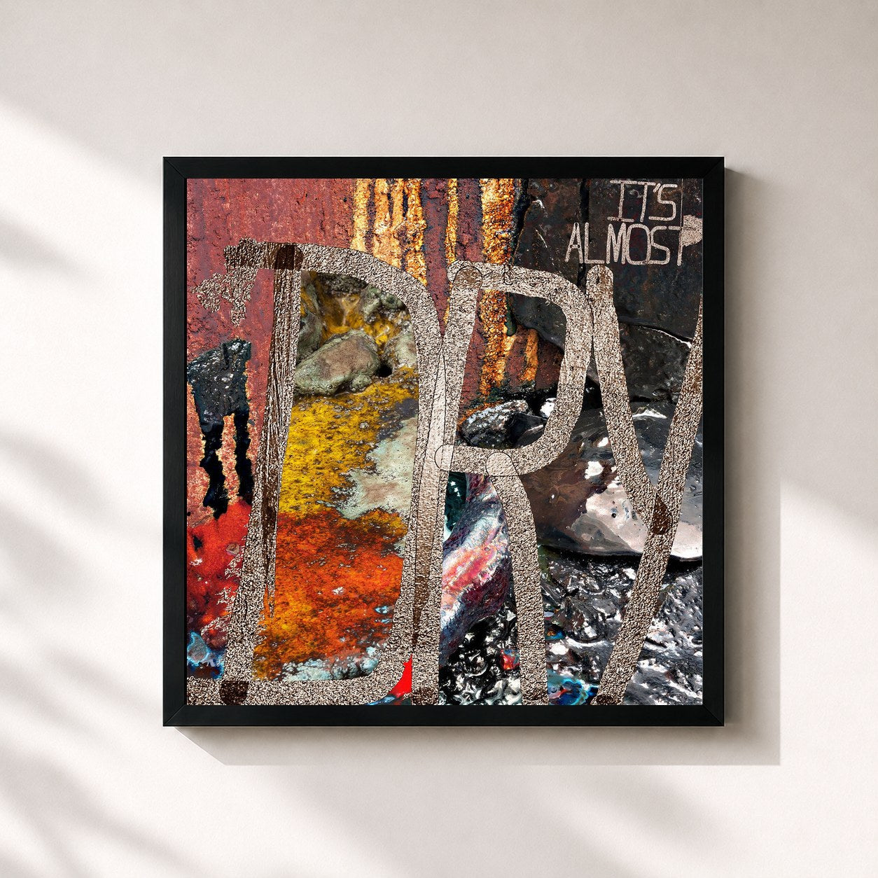 #noir Tableau carré de l'album It's Almost Dry: Ye vs. Pharrell de Pusha T, cadre noir 32x32 cm