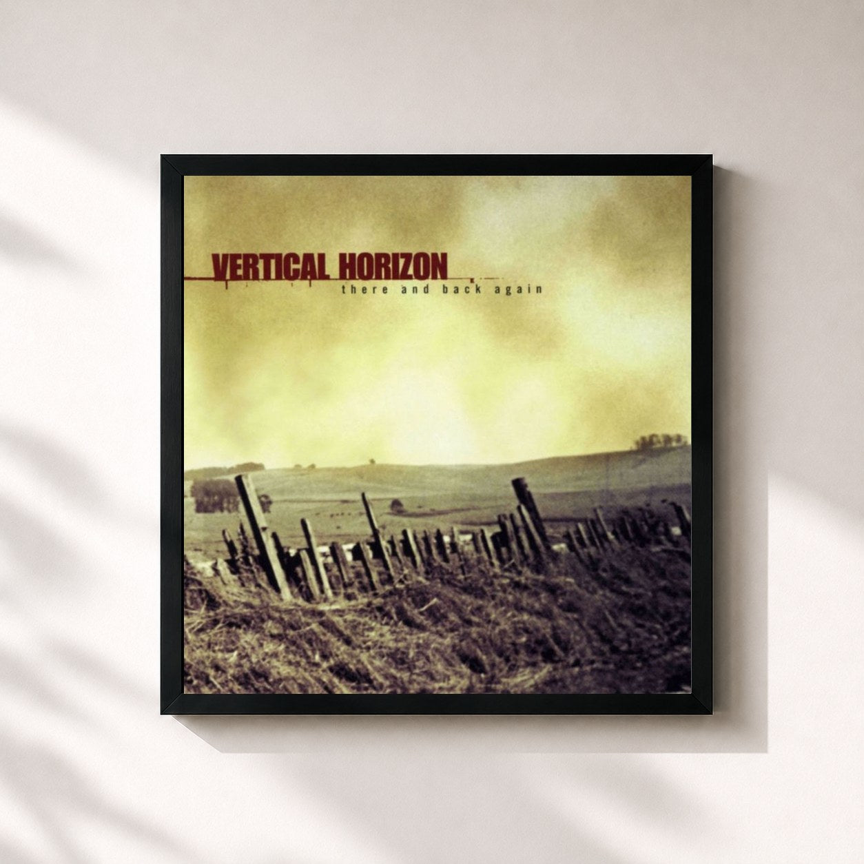 #noir Tableau carré de l'album There and Back Again de Vertical Horizon, cadre noir 32x32 cm