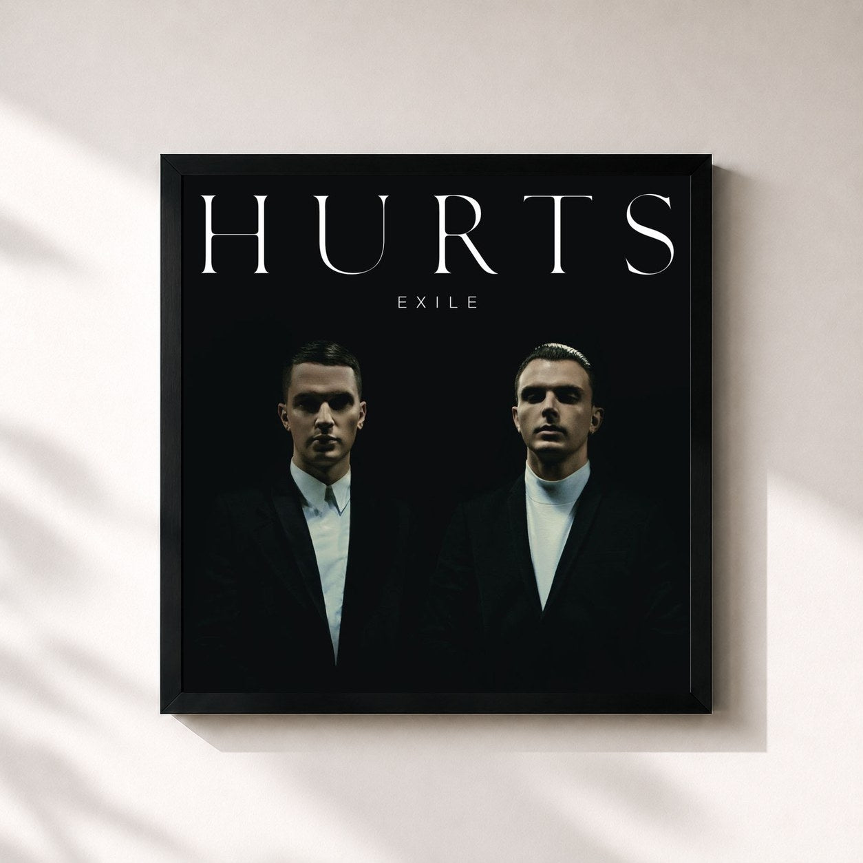 #noir Tableau carré de l'album Exile de Hurts, cadre noir 32x32 cm