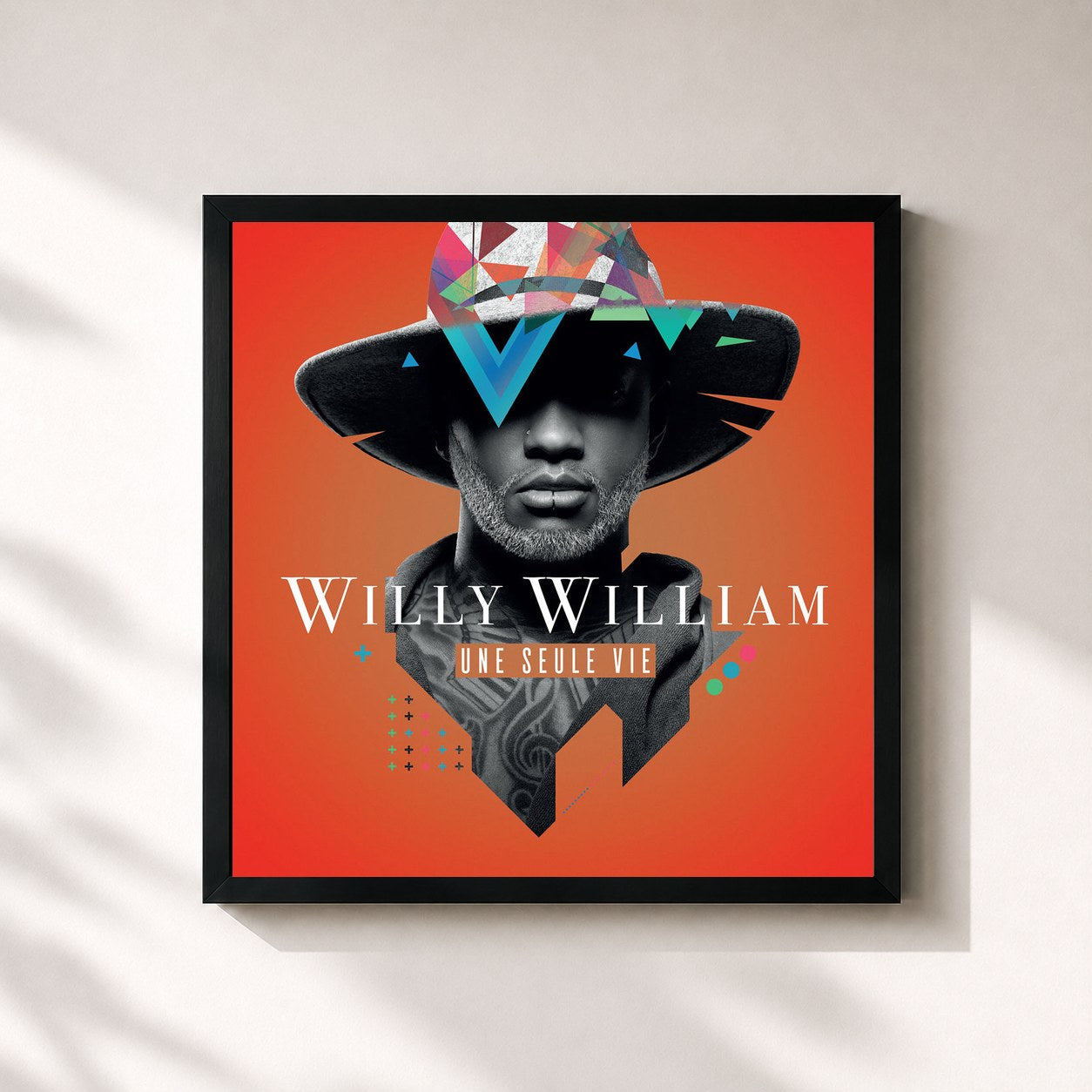 #noir Tableau carré de l'album Une seule vie de Willy William, cadre noir 32x32 cm