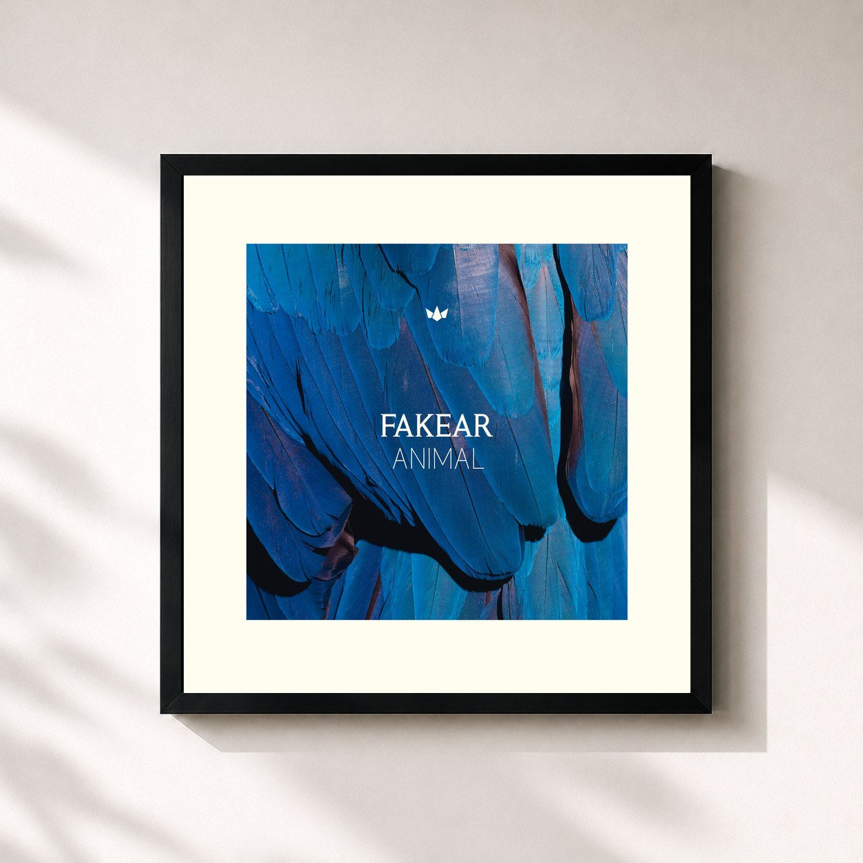#noir Tableau carré de l'album Animal de Fakear, cadre noir 32x32 cm