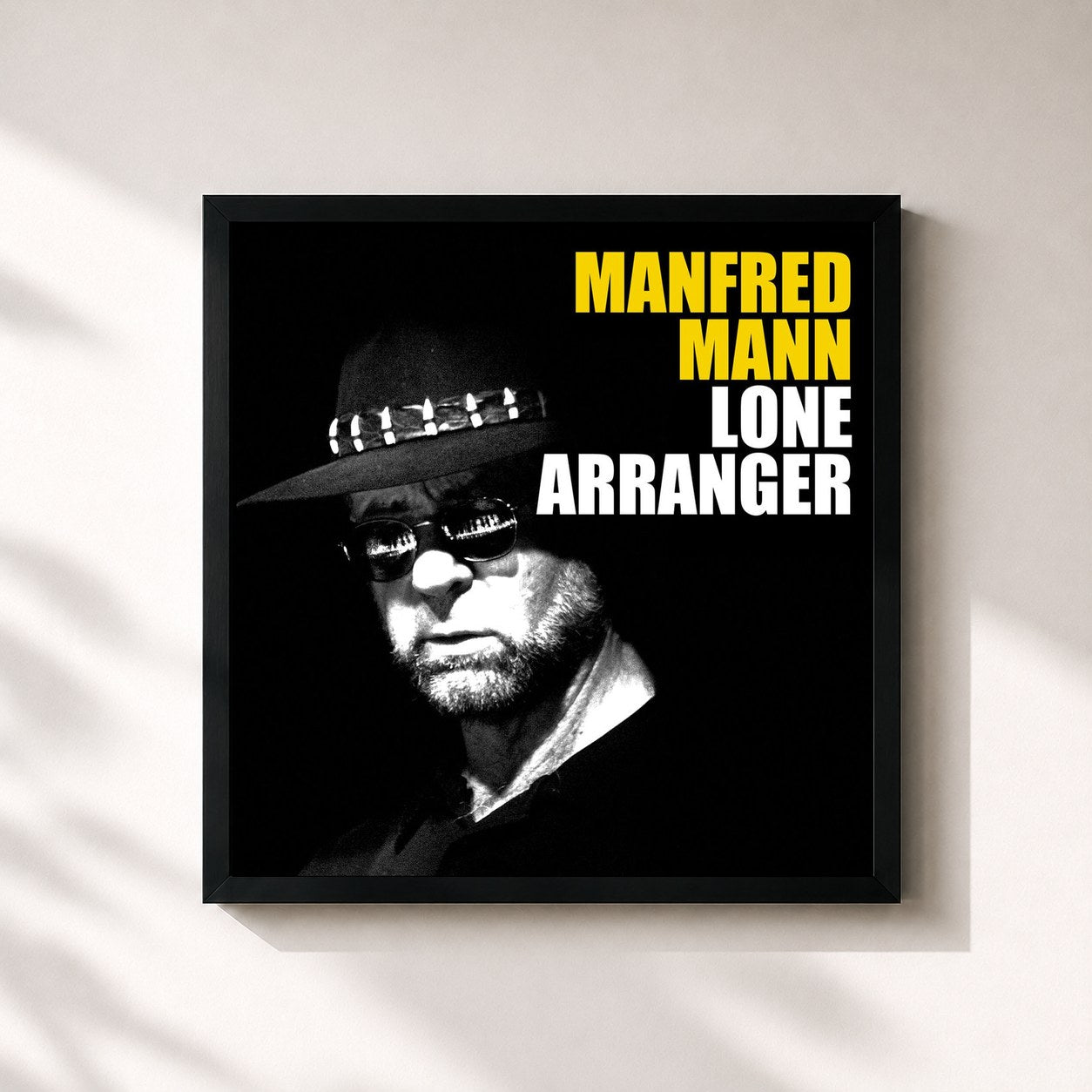 #noir Tableau carré de l'album Lone Arranger de Manfred Mann, cadre noir 32x32 cm