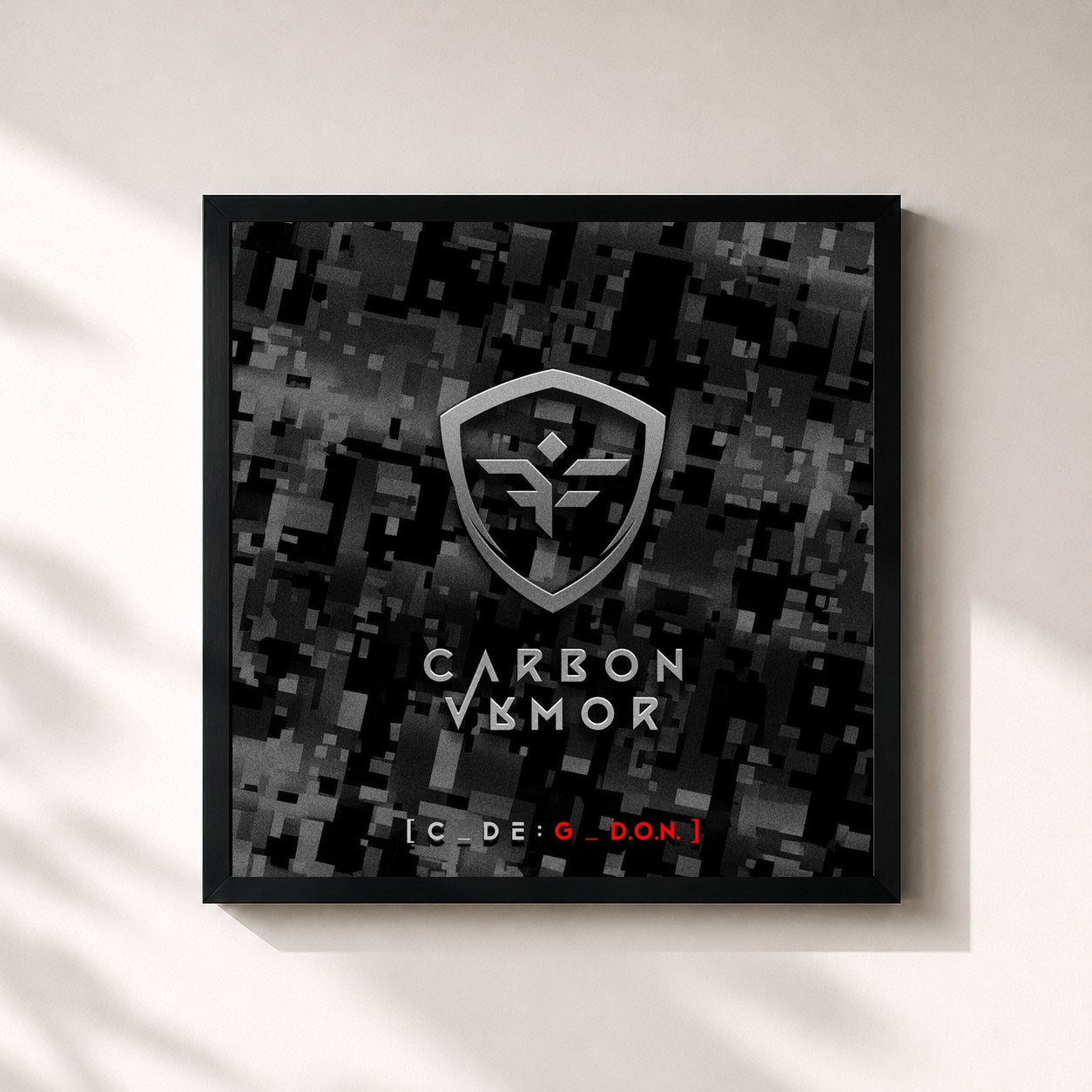 #noir Tableau carré de l'album CVRBON VRMOR [C_DE: G_D.O.N.] de Farruko, cadre noir 32x32 cm