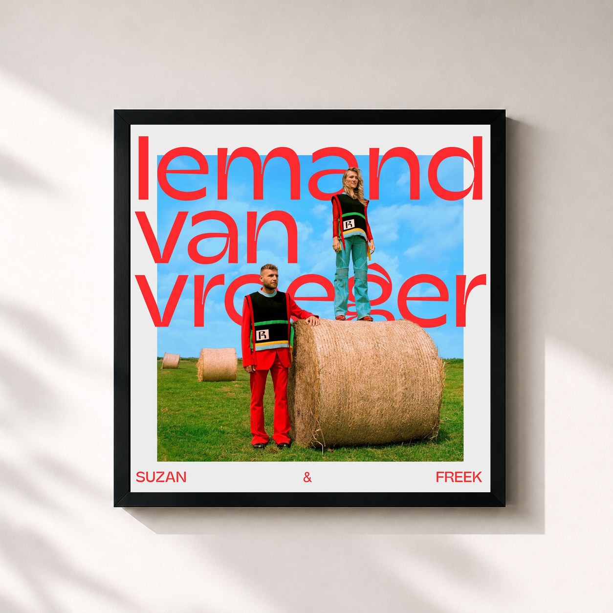 #noir Tableau carré de l'album Iemand Van Vroeger de Suzan & Freek, cadre noir 32x32 cm