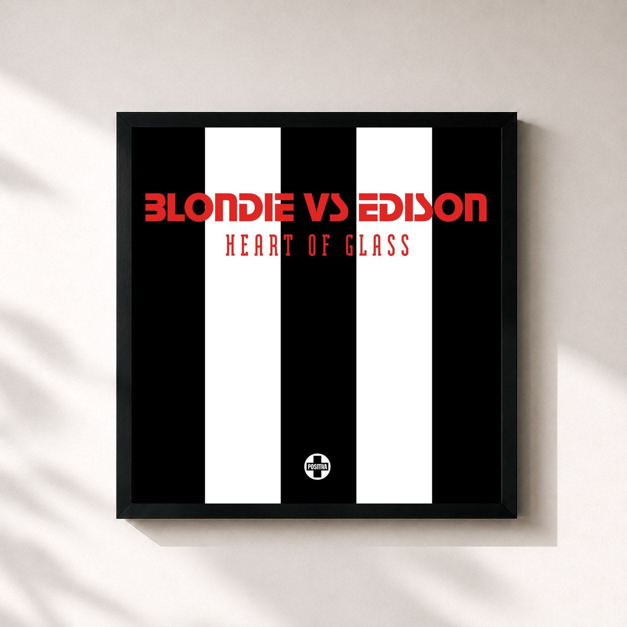 #noir Tableau carré de l'album Heart Of Glass de Blondie, cadre noir 32x32 cm