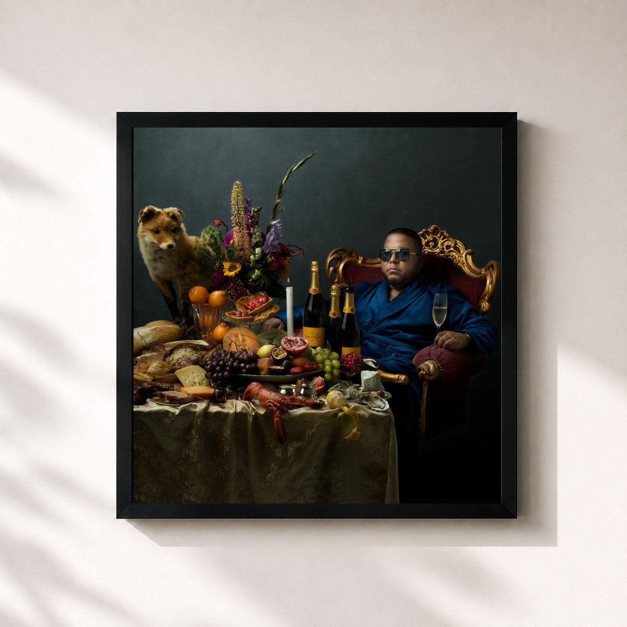 #noir Tableau carré de l'album Ontbijten Met Champagne de Spanker, cadre noir 32x32 cm