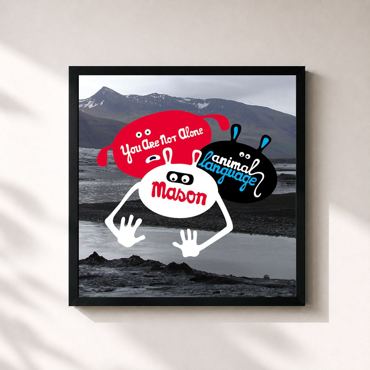#noir Tableau carré de l'album You Are Not Alone de Mason, cadre noir 32x32 cm