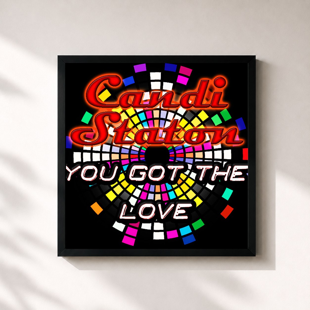 #noir Tableau carré de l'album You Got the Love de Candi Staton, cadre noir 32x32 cm
