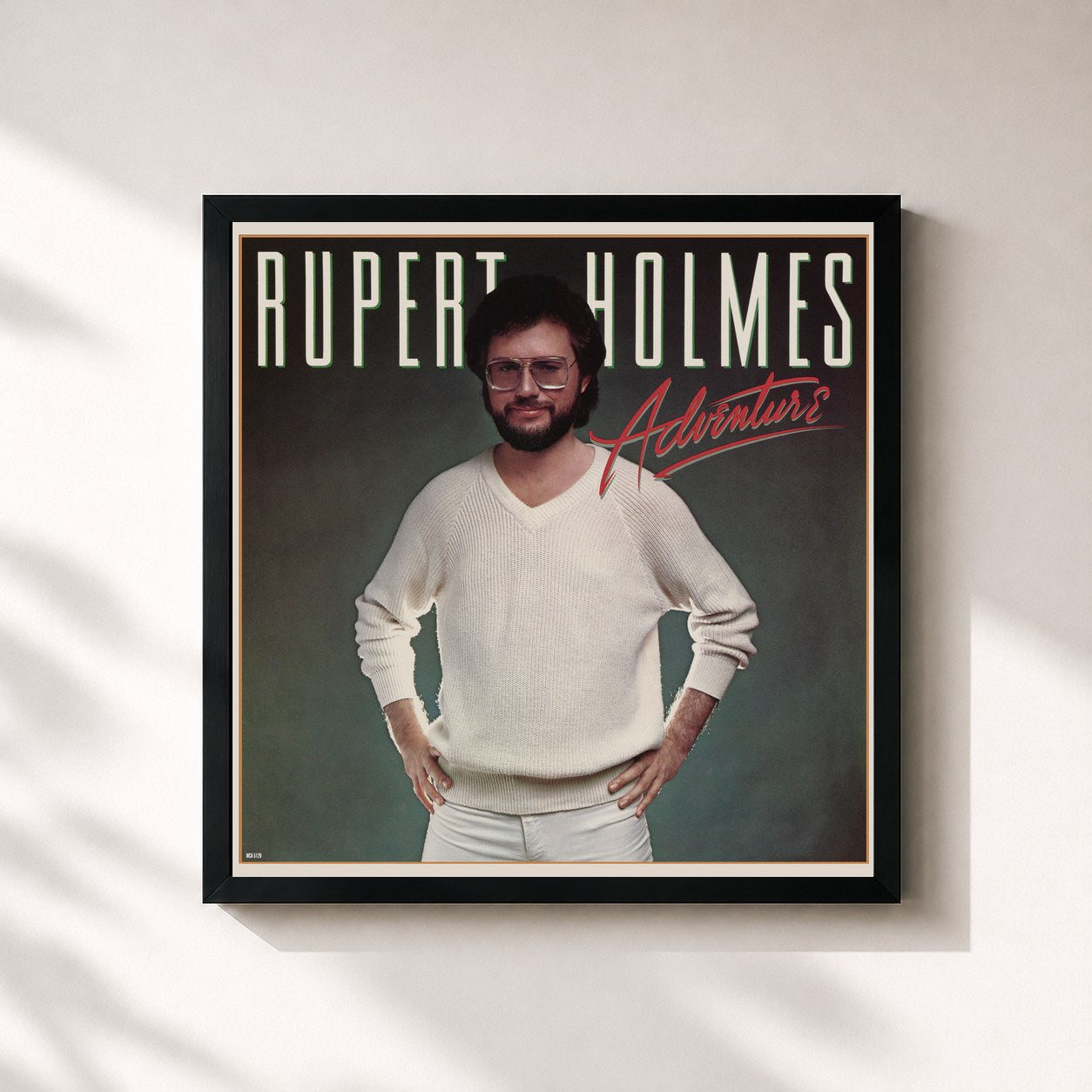 #noir Tableau carré de l'album Adventure de Rupert Holmes, cadre noir 32x32 cm