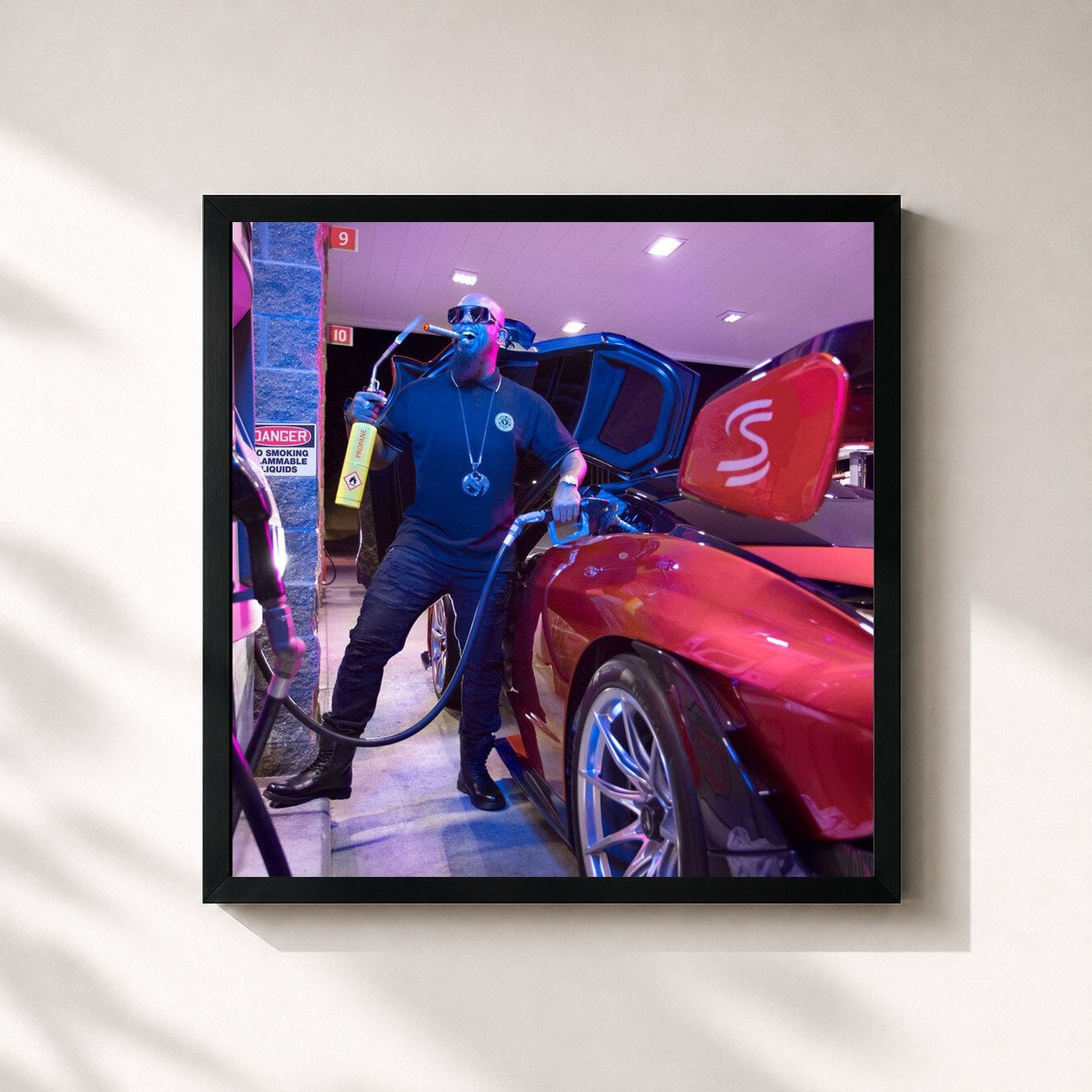 #noir Tableau carré de l'album ASIN9NE de Tech N9ne, cadre noir 32x32 cm