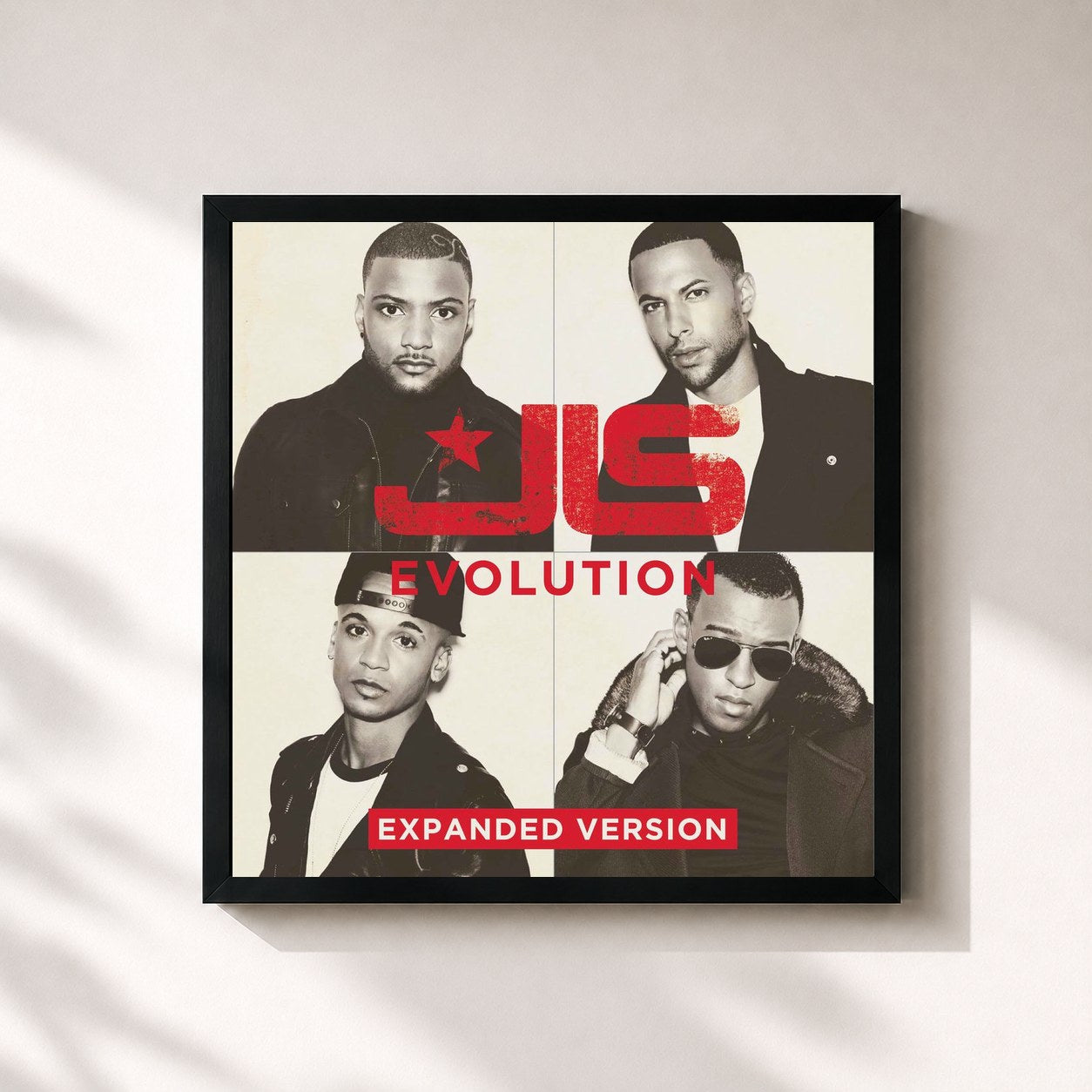 #noir Tableau carré de l'album Evolution (Expanded Edition) de JLS, cadre noir 32x32 cm