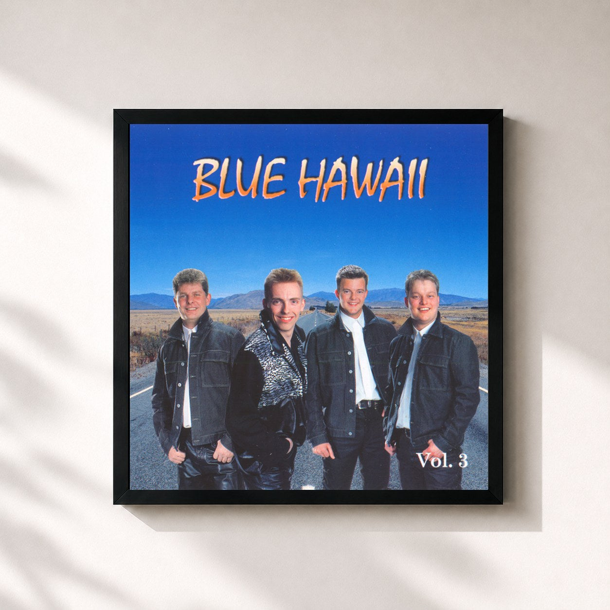#noir Tableau carré de l'album Blue Hawaii Vol 3 de Blue Hawaii, cadre noir 32x32 cm