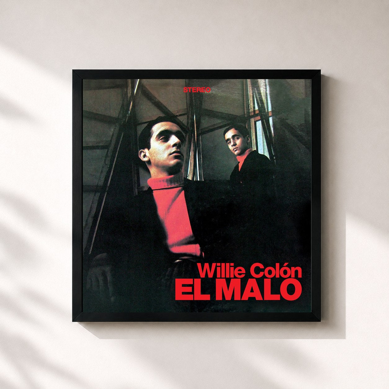 #noir Tableau carré de l'album El Malo (Remastered 2024) de Willie Colón, cadre noir 32x32 cm