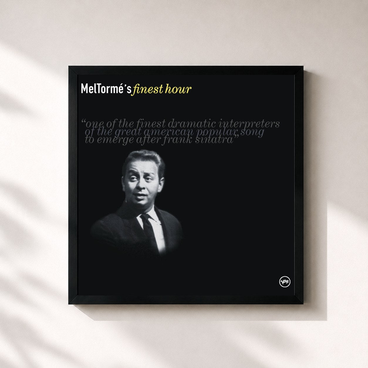 #noir Tableau carré de l'album Mel Torme's Finest Hour de Mel Tormé, cadre noir 32x32 cm