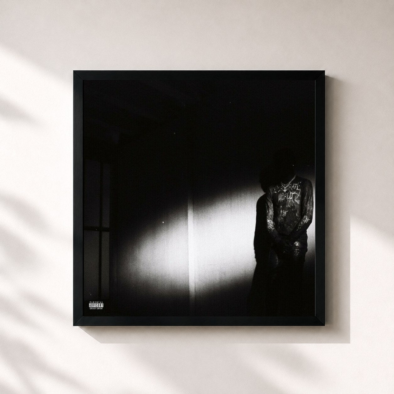 #noir Tableau carré de l'album NO STYLIST de Destroy Lonely, cadre noir 32x32 cm