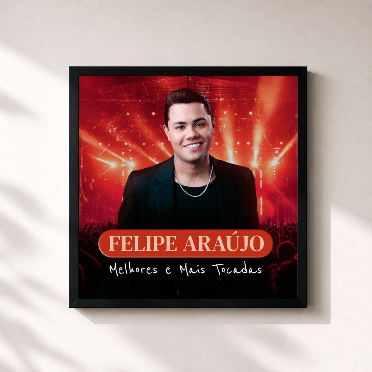 #noir Tableau carré de l'album Melhores e Mais Tocadas - Felipe Araújo de Felipe Araújo, cadre noir 32x32 cm