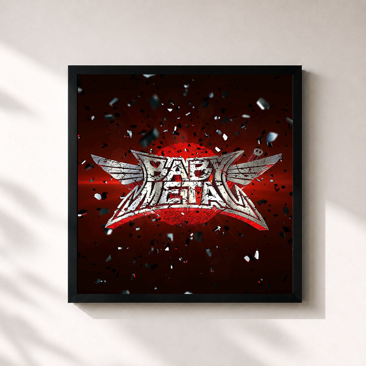 #noir Tableau carré de l'album BABYMETAL de BABYMETAL, cadre noir 32x32 cm