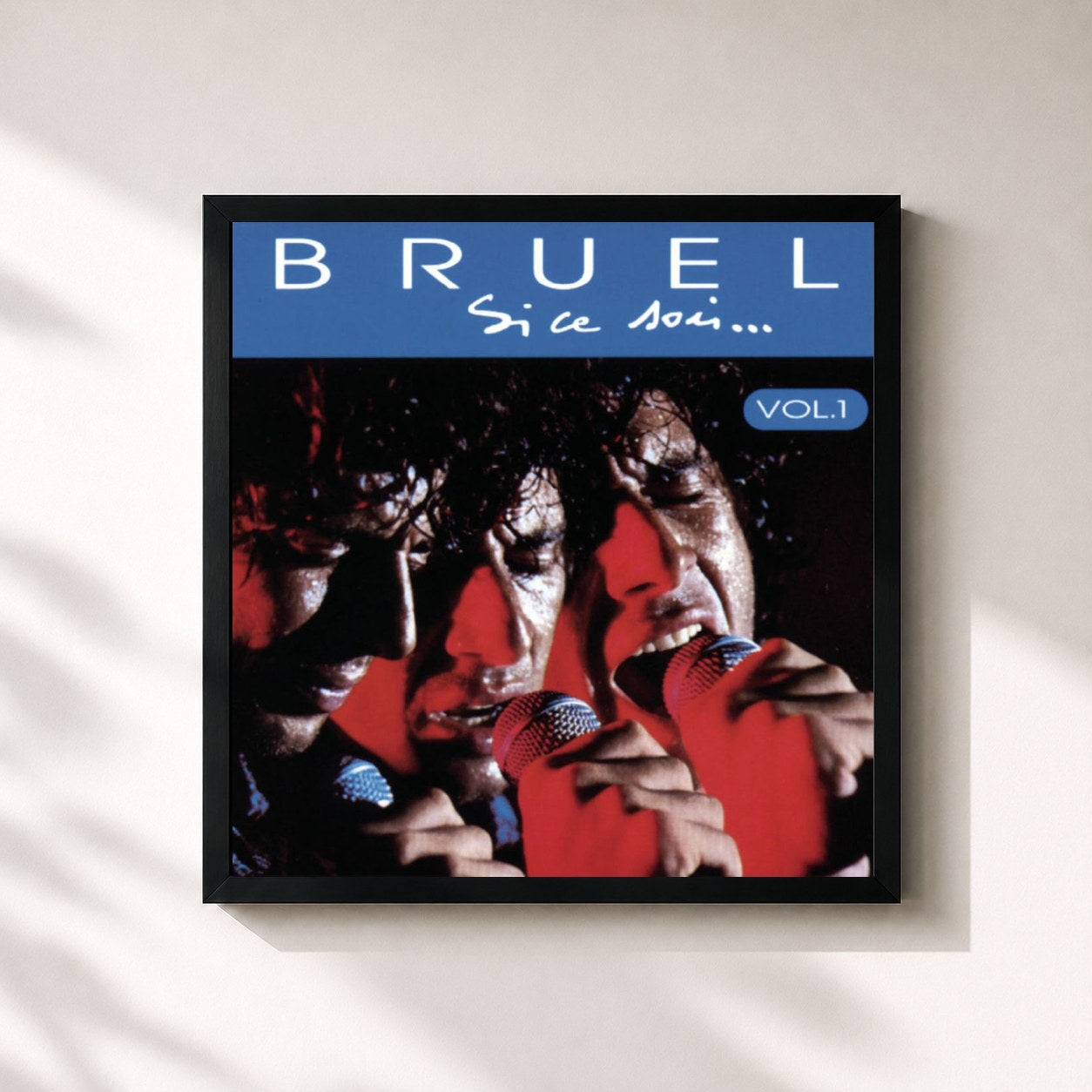 #noir Tableau carré de l'album Si ce soir, Vol. 1 de Patrick Bruel, cadre noir 32x32 cm
