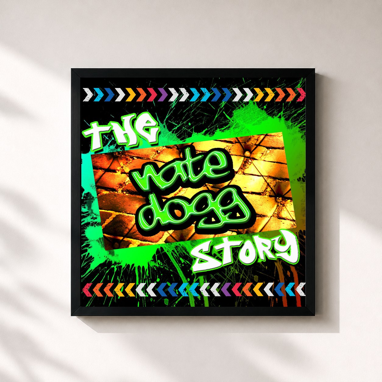 #noir Tableau carré de l'album The Nate Dogg Story de Nate Dogg, cadre noir 32x32 cm