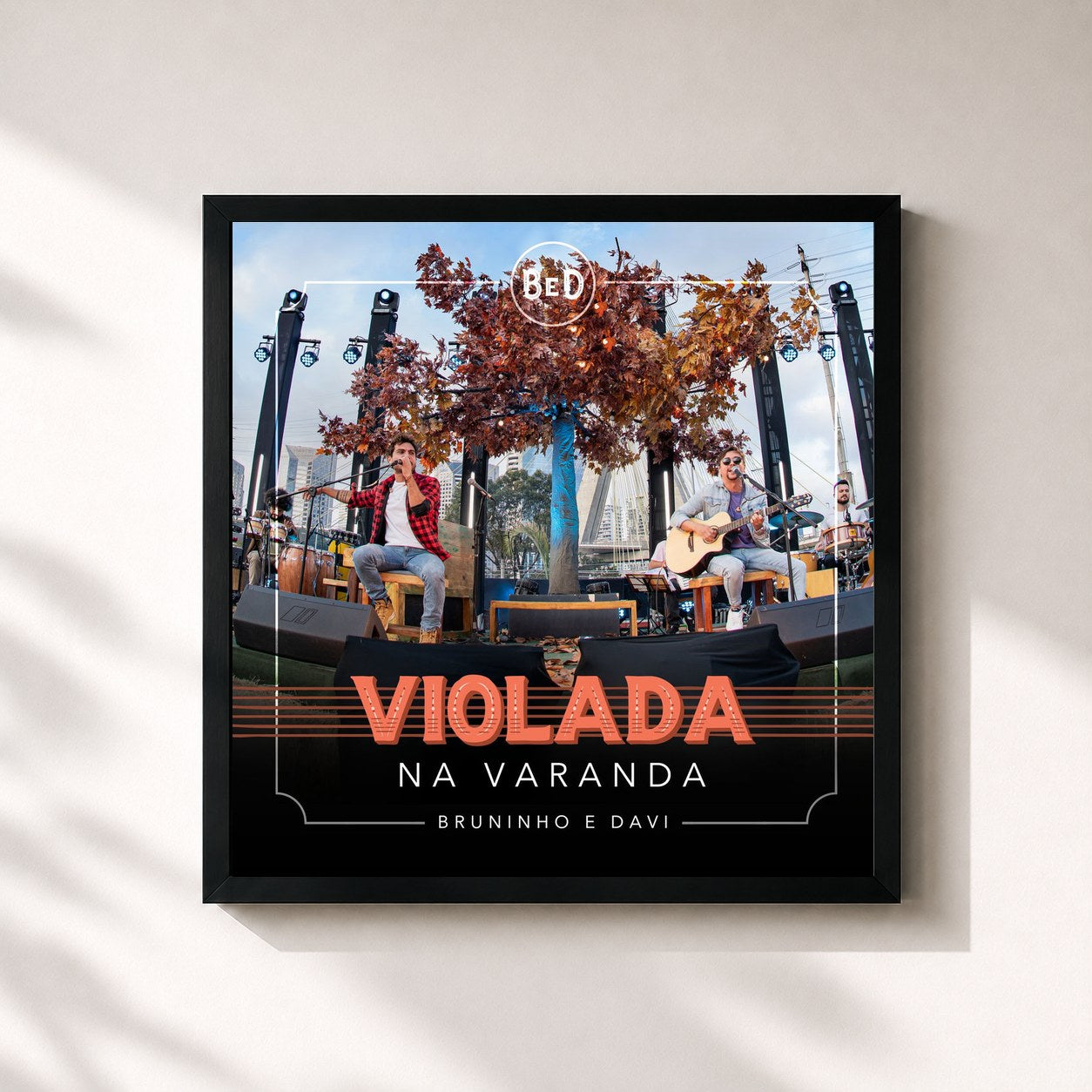 #noir Tableau carré de l'album Violada Na Varanda de Bruninho & Davi, cadre noir 32x32 cm