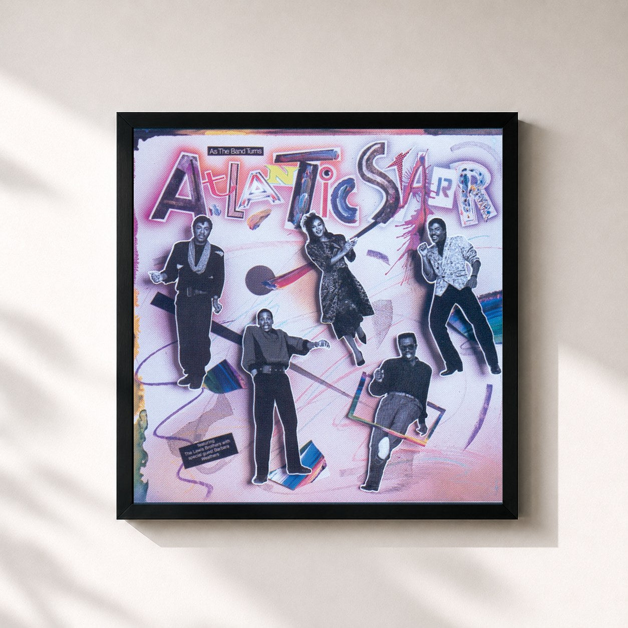 #noir Tableau carré de l'album As The Band Turns de Atlantic Starr, cadre noir 32x32 cm